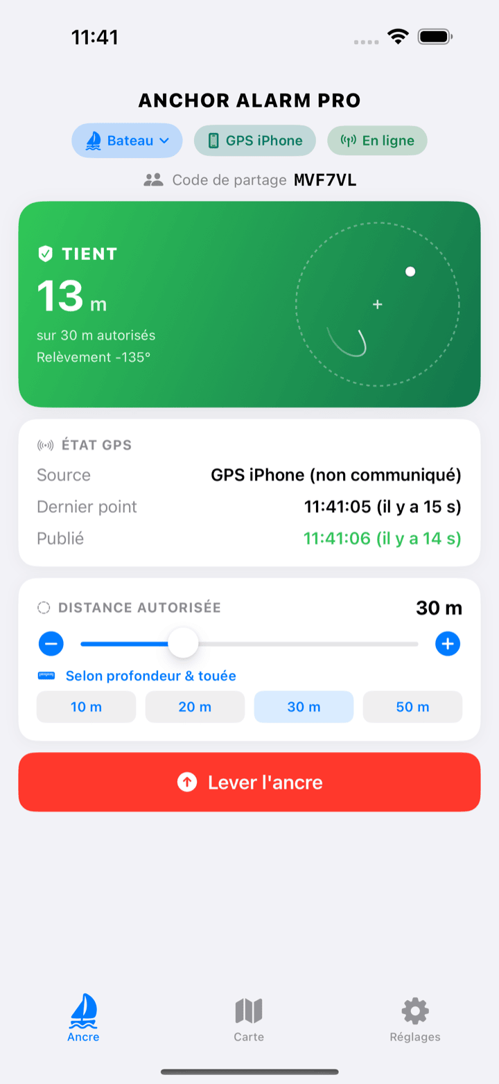 Écran « tient » avec vue d'évitage