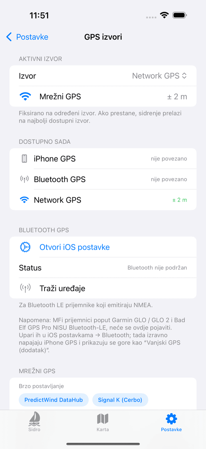 Zaslon GPS izvora