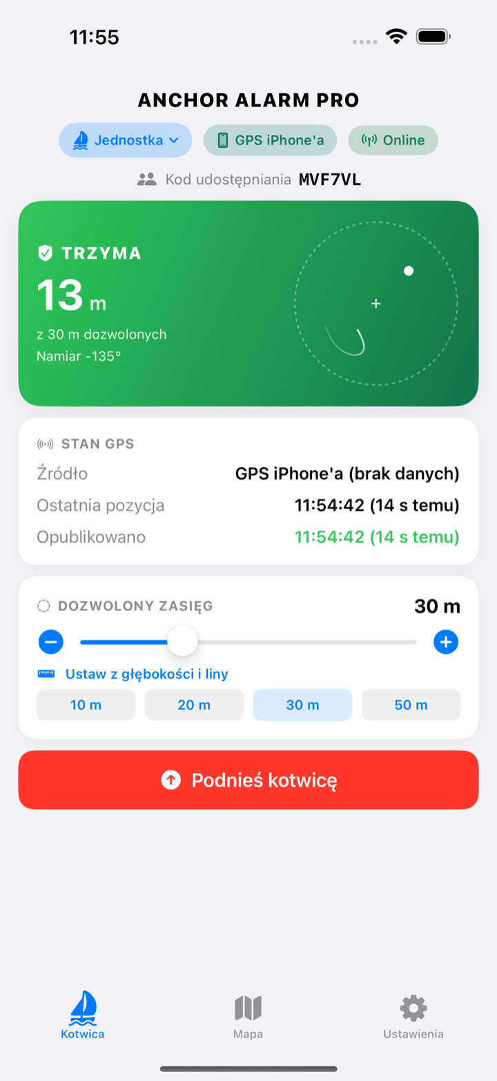Ekran trzymania z podglądem obrotu